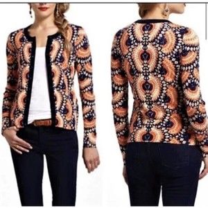 Tabitha Anthropologie Womens Odval Geometric Print Cardigan Sweater Size Small S